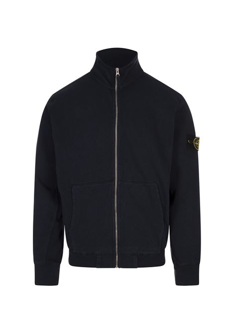 Felpa Full Zip Blu In Pile Di Cotone Malfilé Con Effetto OLD STONE ISLAND | K1S156100022-S0060V0020